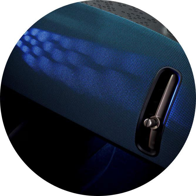 Sustainably sourced 2D knitted fabric dashboard and door panels made from 100% recycled polyester with ambient light projections via the MINI Interaction Unit turn your MINI into a secret oasis.